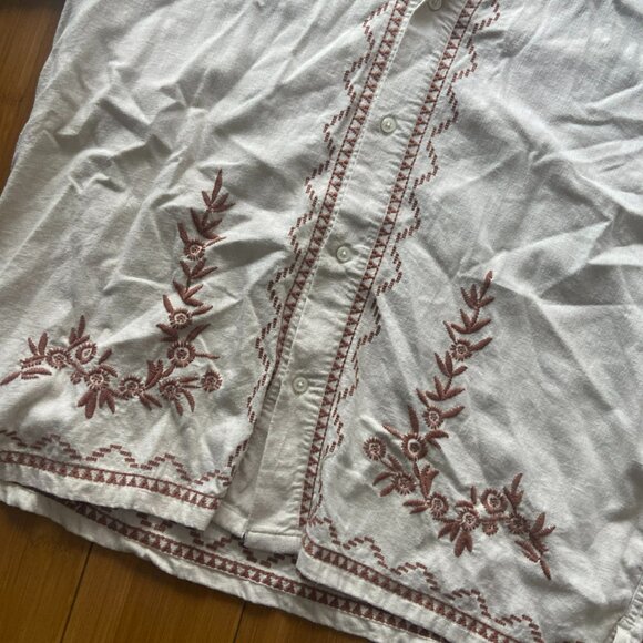 Abercrombie & Fitch AF Camp Collar Linen-Blend Embroidered Shirt - Men's Large - Picture 3 of 6